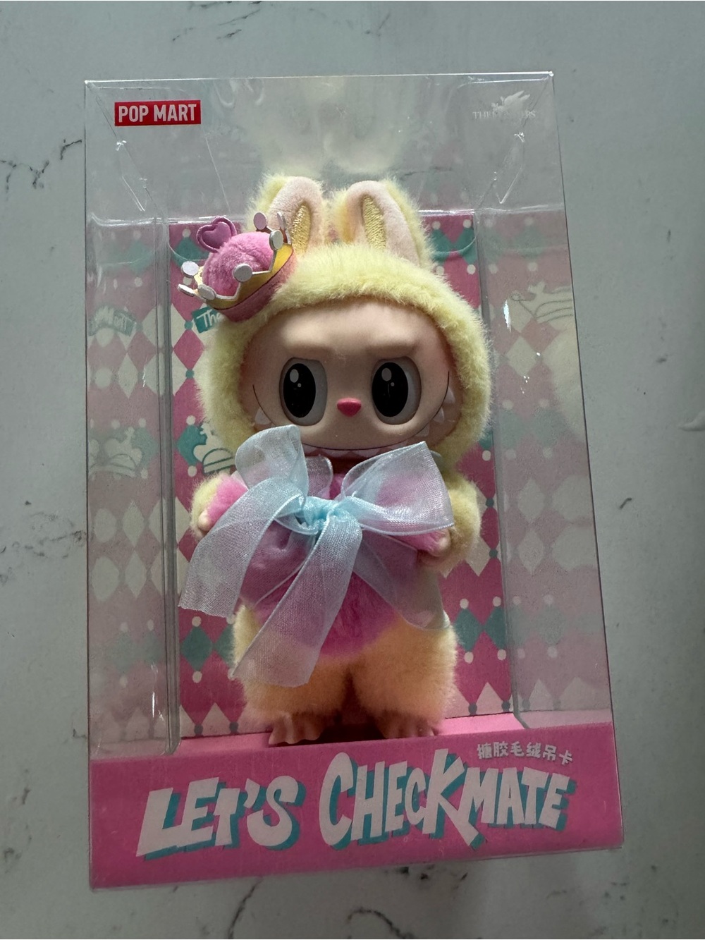 POP MART Let's Checkmate Plush Bunny Figure - Yellow & Pink